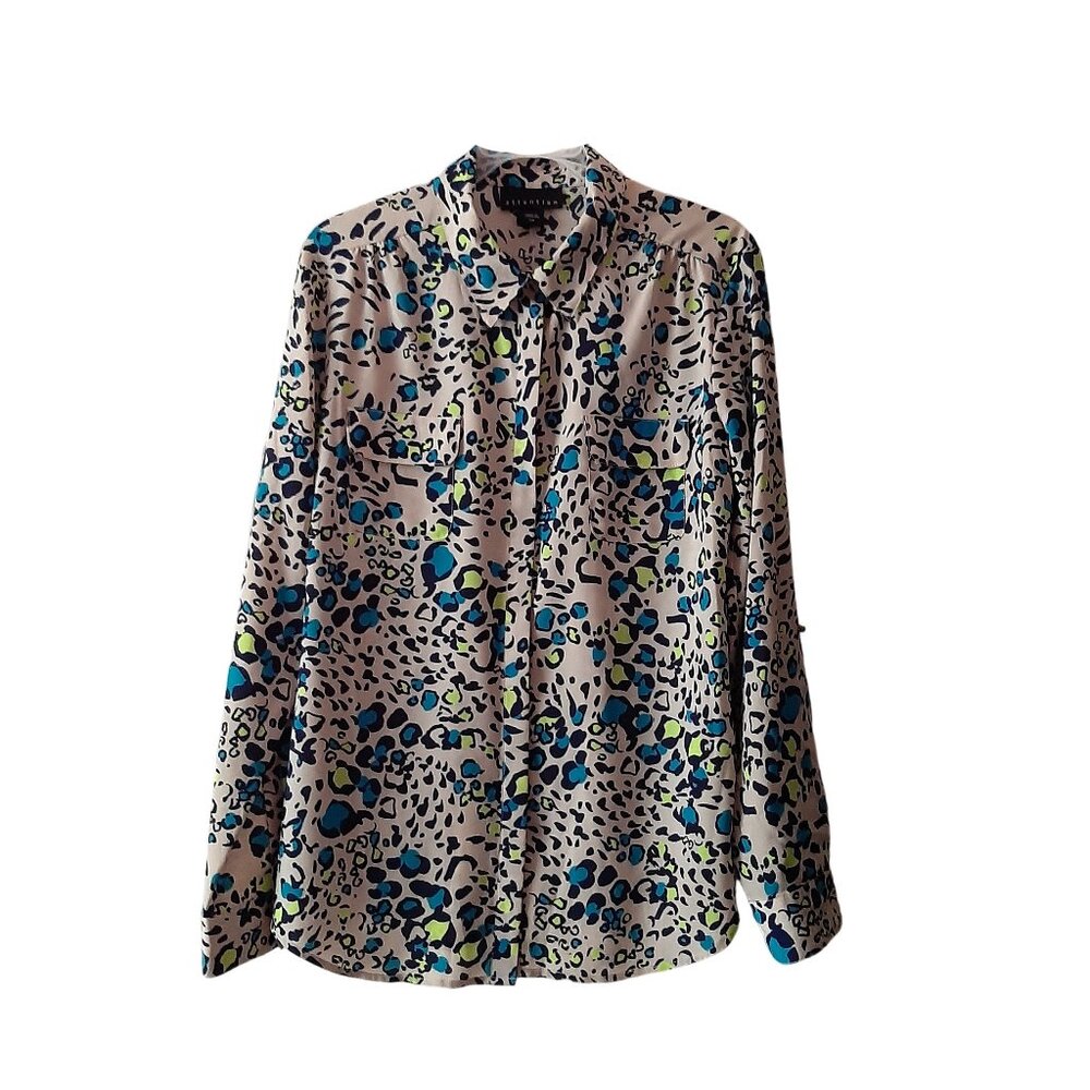 Women Attention Animal Print Button Shirt- Size L